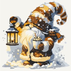 Картина по номерам "Зимний гномик" 40х40 см