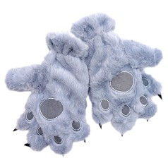 Детские меховые перчатки "Лапки" (СЕРЫЕ)