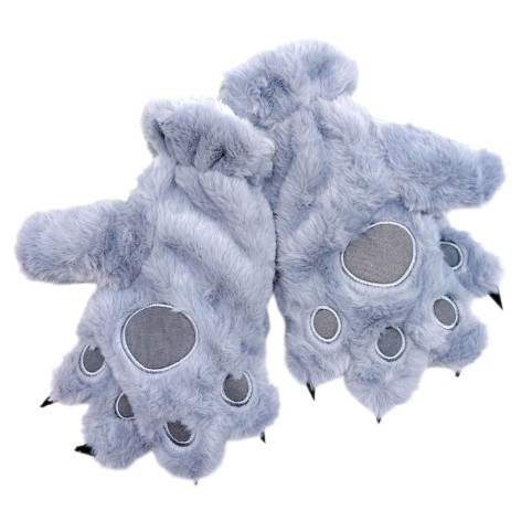 Детские меховые перчатки "Лапки" (СЕРЫЕ)