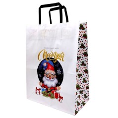 Пакет бумажный с ручками Крафт белый (25х15х34 см)