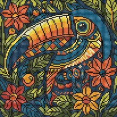 Алмазная мозаика - "Витраж. Тукан" ©art_selena_ua, 30х30см