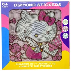 Алмазная мозаика "Аниме. Санрио - Хелоу Кітті / Sanrio - Hello Kitty", клей, стилус, размер 17,3×17,3 см, с рамкой, в коробке