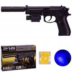 Пістолет 218C (72шт) світло, лазер, кульки, в коробці 24 * 17 * 4.5 см, р-р іграшки - 32 см