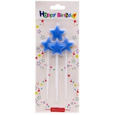 Набор свечей для торта Звездочки 4шт (СИНИЕ)