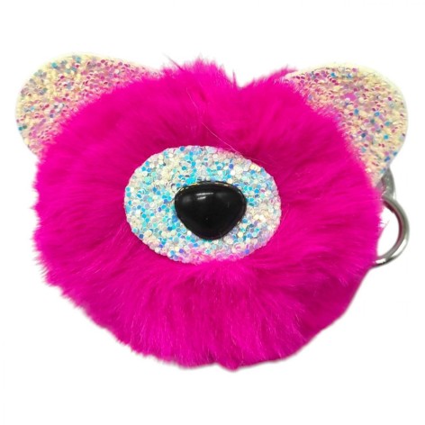 Брелок Мишка ушки с блестками (МАЛИНОВЫЙ)