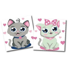 Картини за номерами (набір 2шт) 15*15см Кошенята