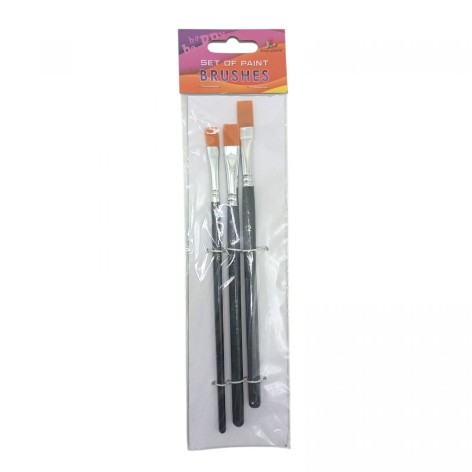 Набор кистей для рисования,Нейлон,размер 8,10,12,3шт.в пакете,плоская головка,деревянная ручка