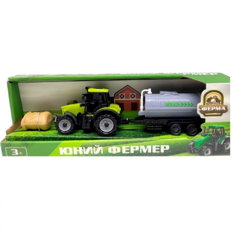 ТРАКТОР З БОЧКОЮ (СІРОЮ) НА ПРИЧЕПІ (САЛАТОВИЙ)
