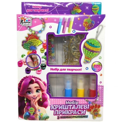 Хрустальные украшения 54480 (80) "4FUN Game Club", основы, витражные краски, камни, бусины, в коробке