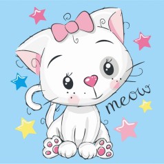 Картина по номерам "Белая кошка" 30х30 см