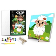 Картина по номерам "Веселая Овца" (25х25 см) с деревянной подставкой