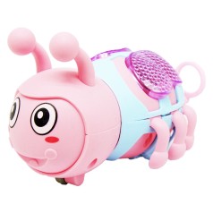 Заводная игрушка со светом "Гусеница", розовая