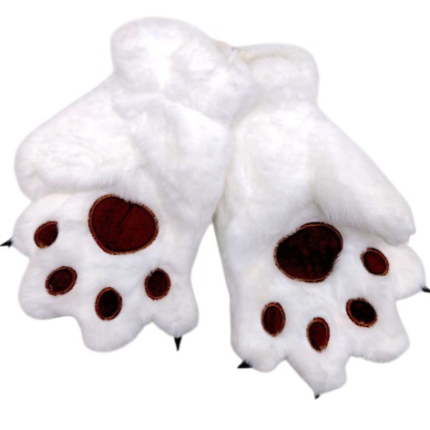 Детские меховые перчатки "Лапки" (БЕЛЫЕ)