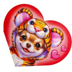 Открытка поздравительная "Валентинка" 13,1х7,1 см (10 штук)