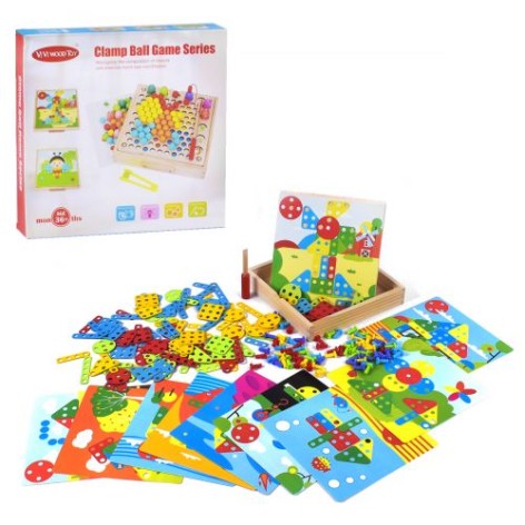 Деревянная игра "Мозаика", с болтиками