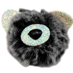 Брелок Мишка ушки с блестками (ЧЕРНО--БЕЛЫЙ)