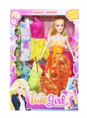 Лялька з гардеробом, в оранжевому