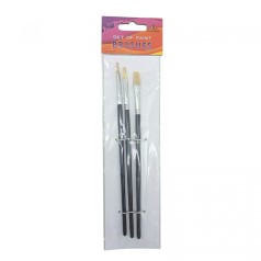 Набор кистей для рисования,Щетина,размер 2,4,6, 3шт.в пакете,плоская головка,деревянная ручка