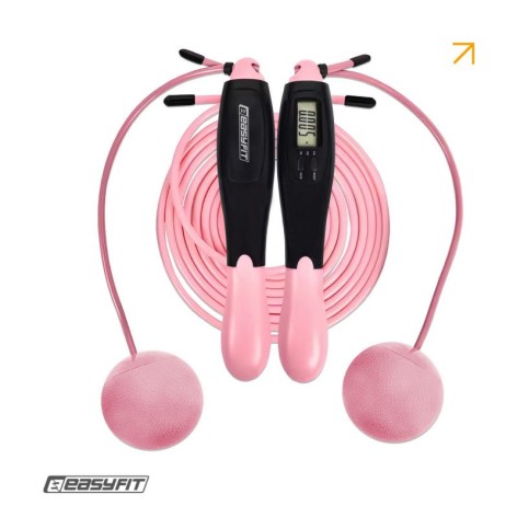 Скакалка швидкісна EasyFit TwinRope 2,8 м чорний-рожевий