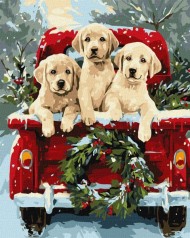 Картина по номерам - "Собачья поездка" ©art_selena_ua, 40х50см