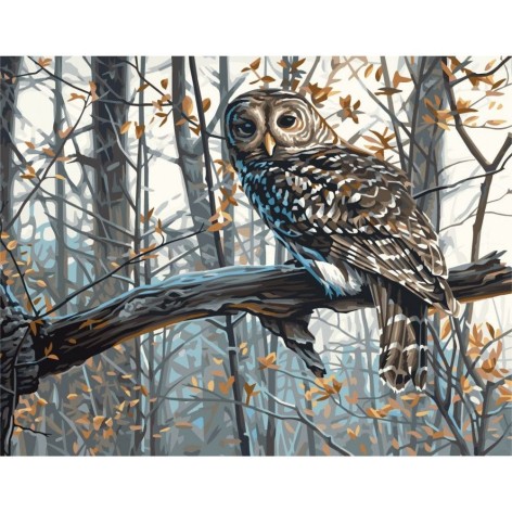 Картина за номерами Тварини. Зимова сова 40*50 см Орігамі LW 3265