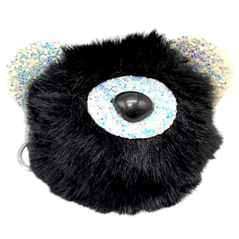 Брелок Мишка ушки с блестками (ЧЕРНЫЙ)