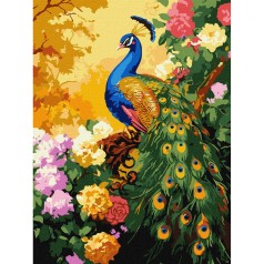 Картина по номерам "Павлин в цветах" 30x40 см