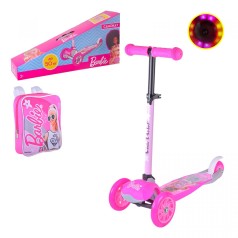 Самокат трехколесный "Барби" (Barbie), с рюкзачком