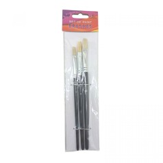 Набор кистей для рисования,Щетина,размер 8,10,12 3шт.в пакете,плоская головка,деревянная ручка
