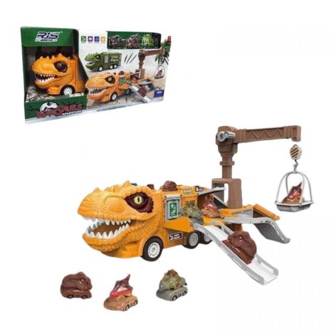 Парковка инерционный механизм, 3 машинки, подъемный кран, 10 мелодий, звуки работы, рык, подсветка, наклейки, инструкция, в коробке