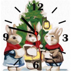 Набір Годинник на номерами "Святкові кролики"