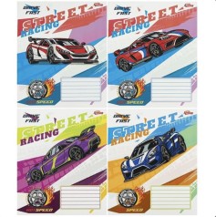 Тетрадь цветная 12 листов, коса с доп.линией "Street racing" "Мечты сбываются" (20 экземпляров, микс)