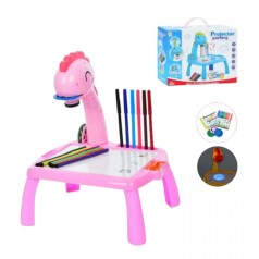 Столик с проектором, "Динозавр" 3 диска, фломастеры, салфетка, на батарейках, музыка, подсветка, в коробке