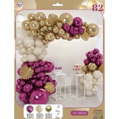 Набір повітряних куль малиново-золоті-білі кольори 82шт для створення фотозони