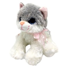 Мʼяка іграшка "Котик Мяу" 19 см (Сірий+ білий)