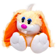 Мʼяка іграшка "Зайка-коротунчик", 30 см, персиковий з помаранчевим