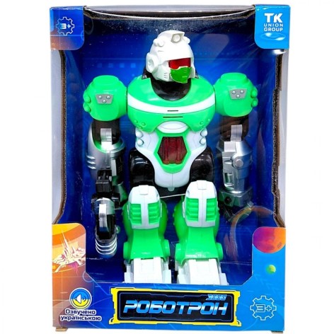 Робот "Роботрон" (укр), ходит, свет, звук, в коробке (ЗЕЛЕНЫЙ)