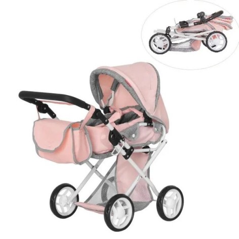 Коляска для ляльки CARRELLO UNICO 9346 PINK з сумкою метал.кор.45*15*36,5 /1/