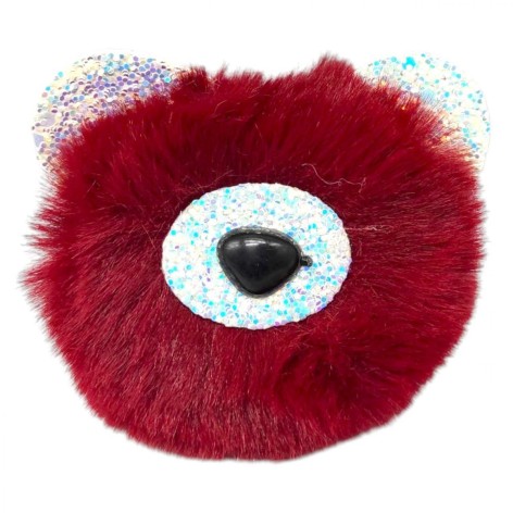 Брелок Мишка ушки с блестками (БОРДОВЫЙ)