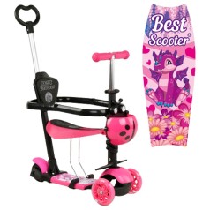 Самокат 5в1 триколісний 33077 (1) Best Scooter, із захисним бампером, PU колеса, ПІДСВІЧУВАННЯ КОЛІС, в коробці