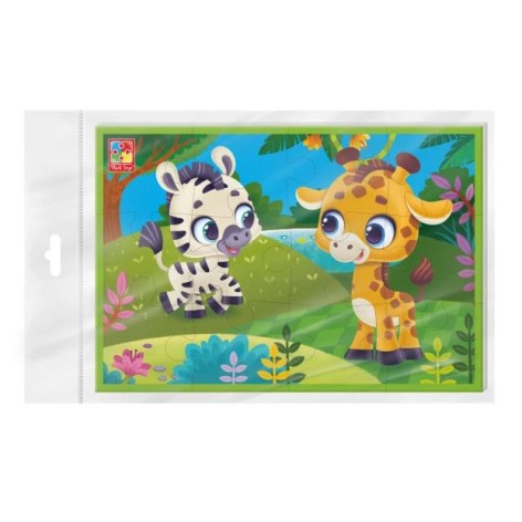 Гра розвиваюча Vladi Toys м’які пазли  А5. Зебра та жираф. VT1104-21 (укр)
