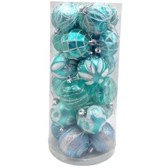 Новогодние украшения, 24 штуки, шарики, D=6 см, в слюде