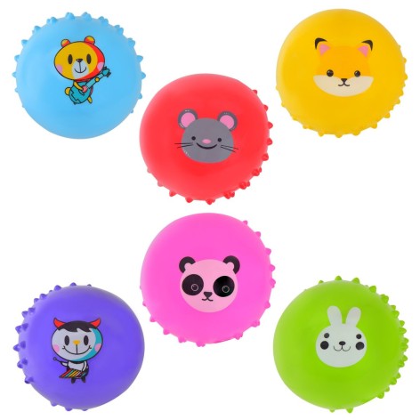 Мʼячик гумовий з шипами, 10 см, 25 грам, 6 видів, мікс, 1 штука