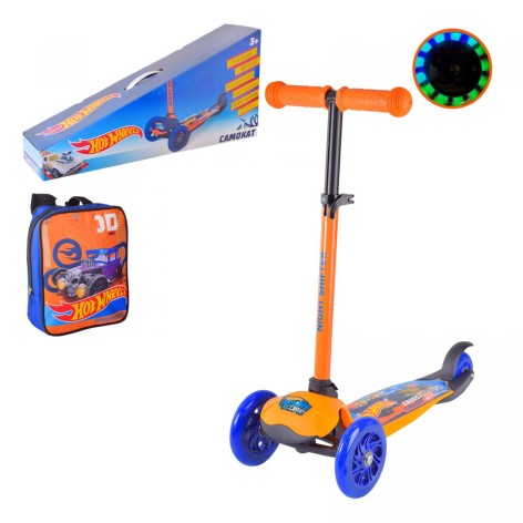 Самокат трехколесный "Hot Wheels", с рюкзачком