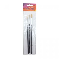 Набор кистей для рисования,Щетина,размер 2,4,6, 3шт.в пакете,круглая головка,деревянная ручка