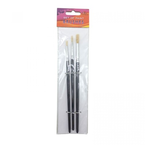 Набор кистей для рисования,Щетина,размер 2,4,6, 3шт.в пакете,круглая головка,деревянная ручка
