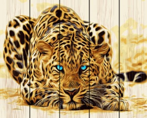Картина за номерами на дереві "Леопард"