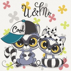 Картина по номерам "Крутые еноты" 30х30 см