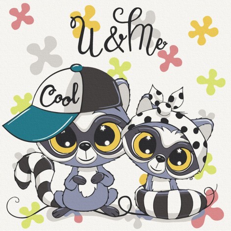 Картина по номерам "Крутые еноты" 30х30 см