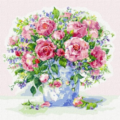 Картина по номерам "Розовые розы" ★★★★★
